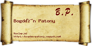 Bogdán Patony névjegykártya